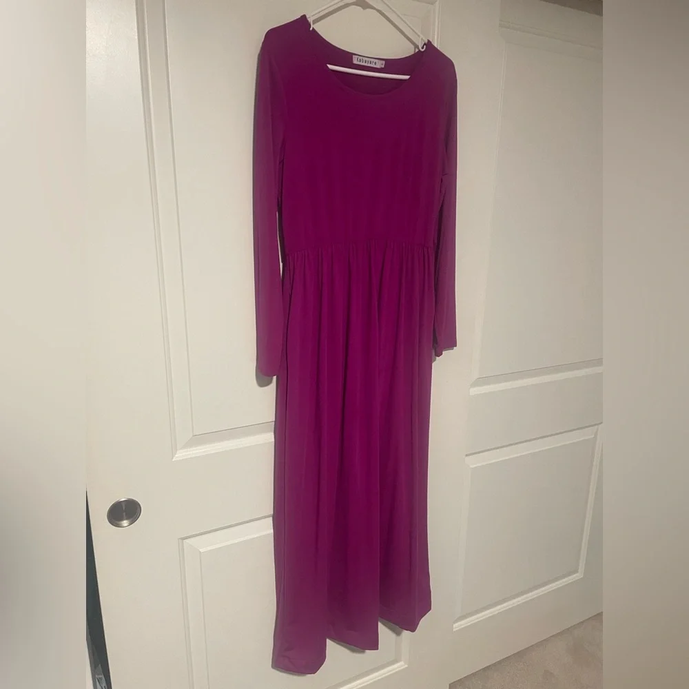 🩷Magenta/Fusha Color Long Sleeve Dress W pockets🩷 - Picture 2 of 7